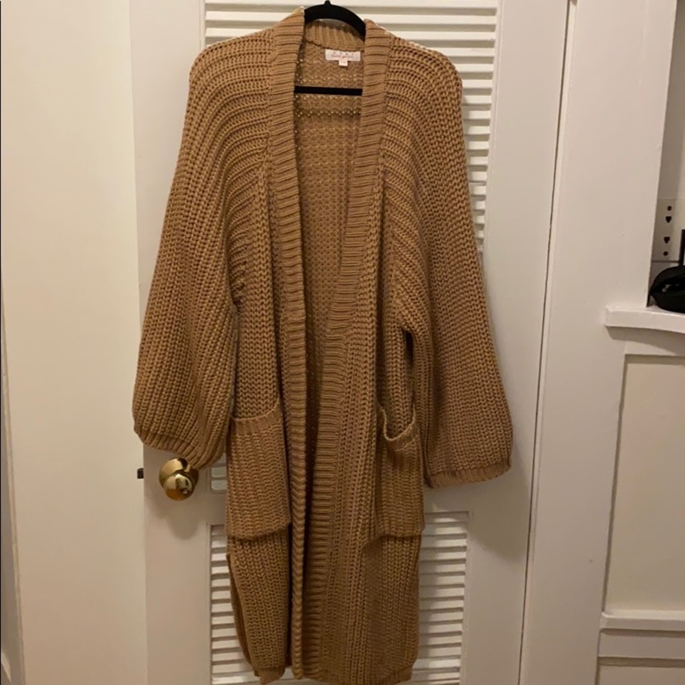 Long Tan Knit Sweater